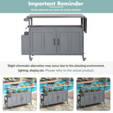 Foldable Outdoor Kitchen Island With Lockable Wheels, Storage Cabinet And Towel Rack For Patio