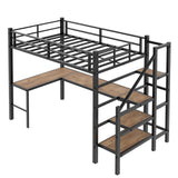 Loft Bed & L-Shaped Desk, Large Storage Space