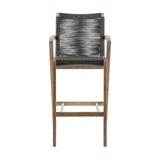 Brielle - Outdoor Light Eucalyptus Wood And Charcoal Rope Counter Height Stool Set