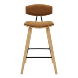 Fox - Counter Height Curved Back Wood Bar Stool With Faux Leather Seat