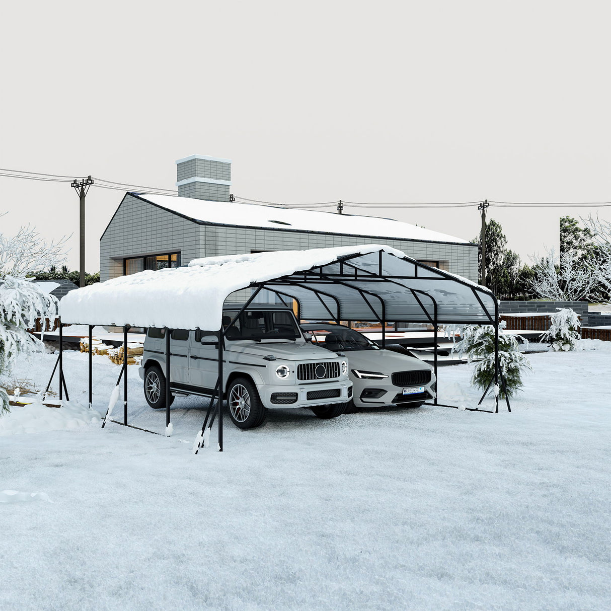 Heavy Duty Carport, All Weather Shelter - Black