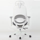 Office High Back Swivel Desk Chair With Height Adjustable Backrest, 3 Tilt Lock & Rotatable Headrest - Milk White