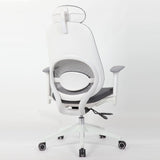 Office High Back Swivel Desk Chair With Height Adjustable Backrest, 3 Tilt Lock & Rotatable Headrest - Milk White