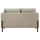 Fisher - Upholstered Panel Arm Loveseat - Taupe