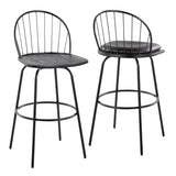 Riley - Claire Farmhouse Fixed Height Barstool With Swivel With Round Footrest (Set of 2)