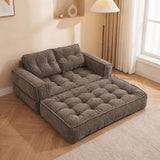 2 Seater Modular Corduroy Sofa With Chaise Lounge For Living Room