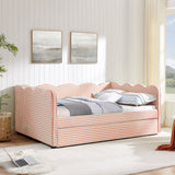 Gingham Daybed With USB Charging Port, Wave-Shaped Design