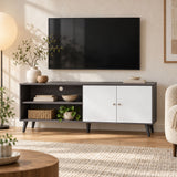 Amidon - TV Stand, With 2 Storage Shelves And 1 Cabinet