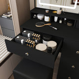 Vanity Desk With Mirror, 3 Color Lighting And Stool