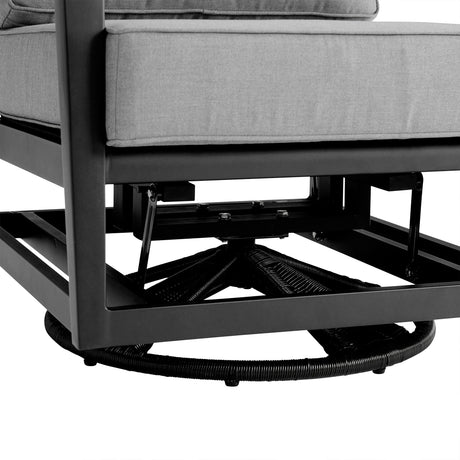 Cayman - Black Aluminum Outdoor Swivel Glider Chair With Dark Gray Cushions