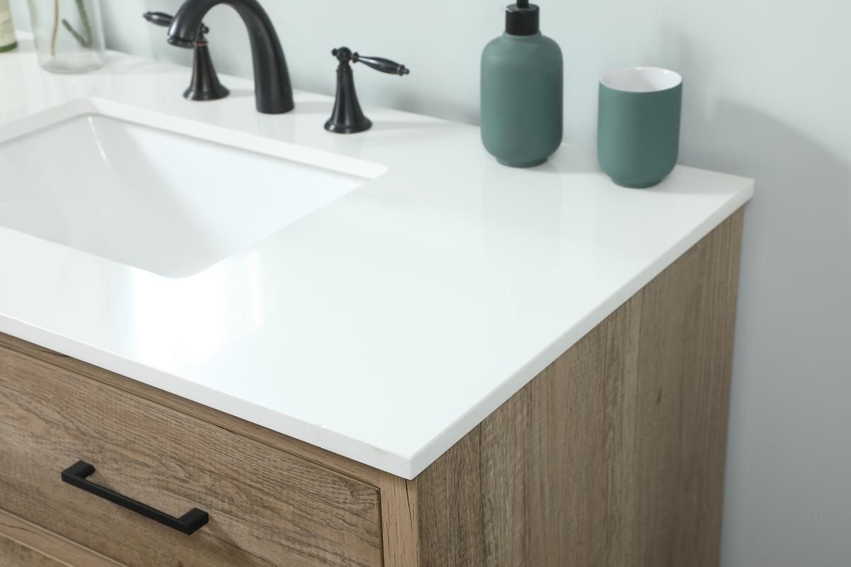 Elegant 42 In. Single Bathroom Vanity in Natural Oak