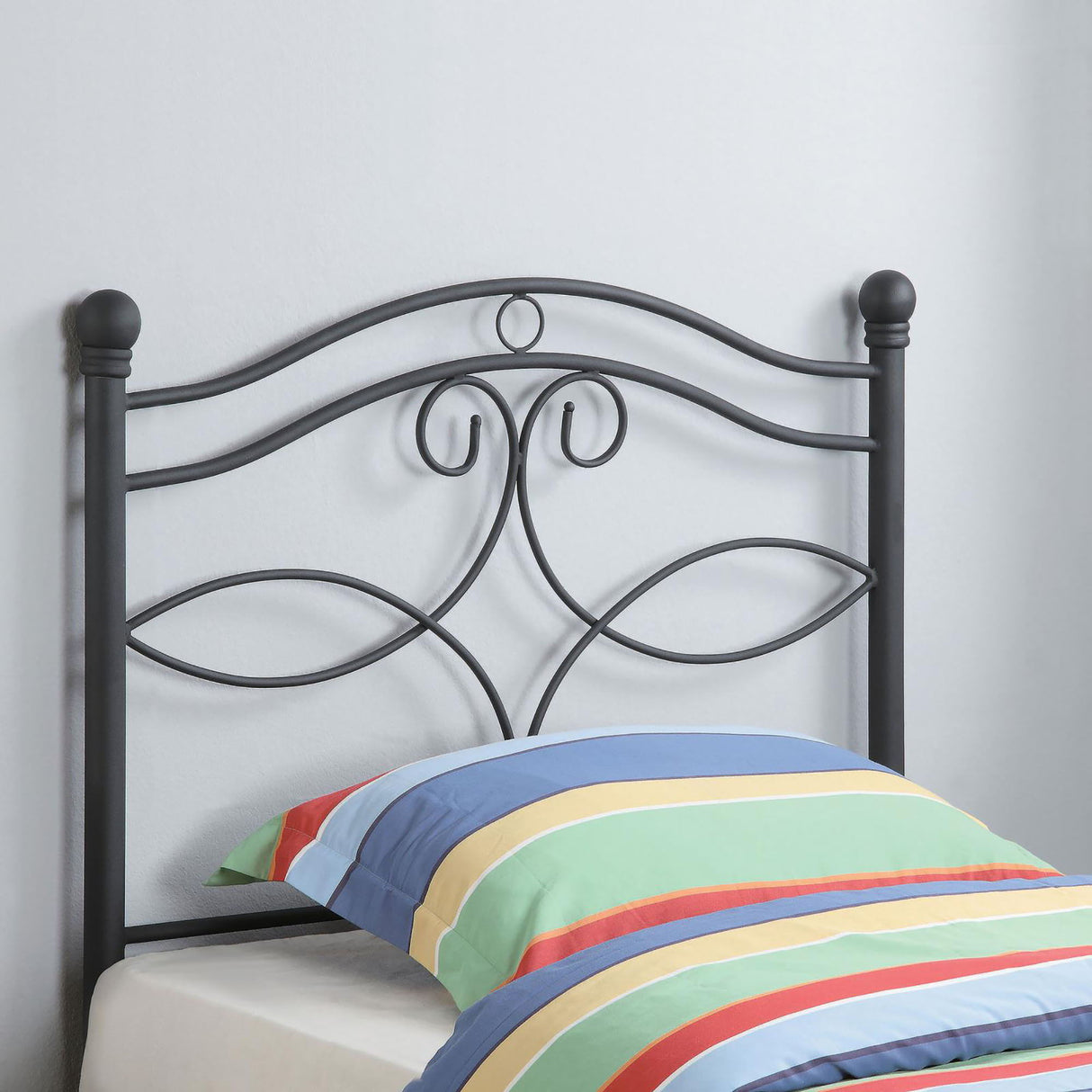 Twin Headboard With Scrollwork Design - Black