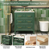 Retro Bathroom Vanity With Sink Combo, Free Standing Single Set With 3 Drawers
