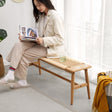 Woven Design Dining Bench For Dining Room, Bedroom - Natural Oak - Dining Benches - Alpine Outlets