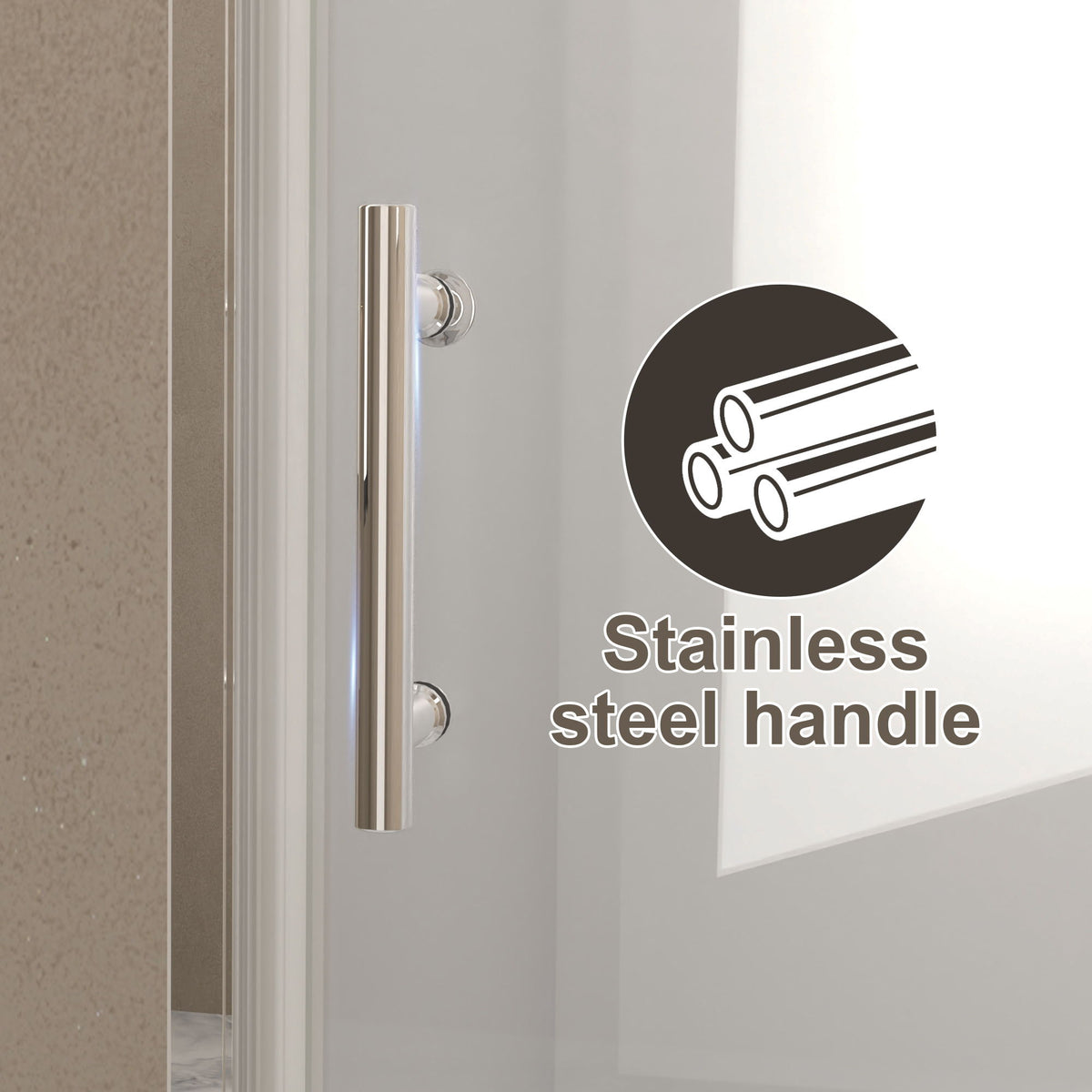 Shower Door With Explosion Proof Safety Film, Half Frame Design - Chrome