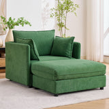 Oversized Deep Seat Accent Chair With Matching Storage Ottoman & Throw Pillows