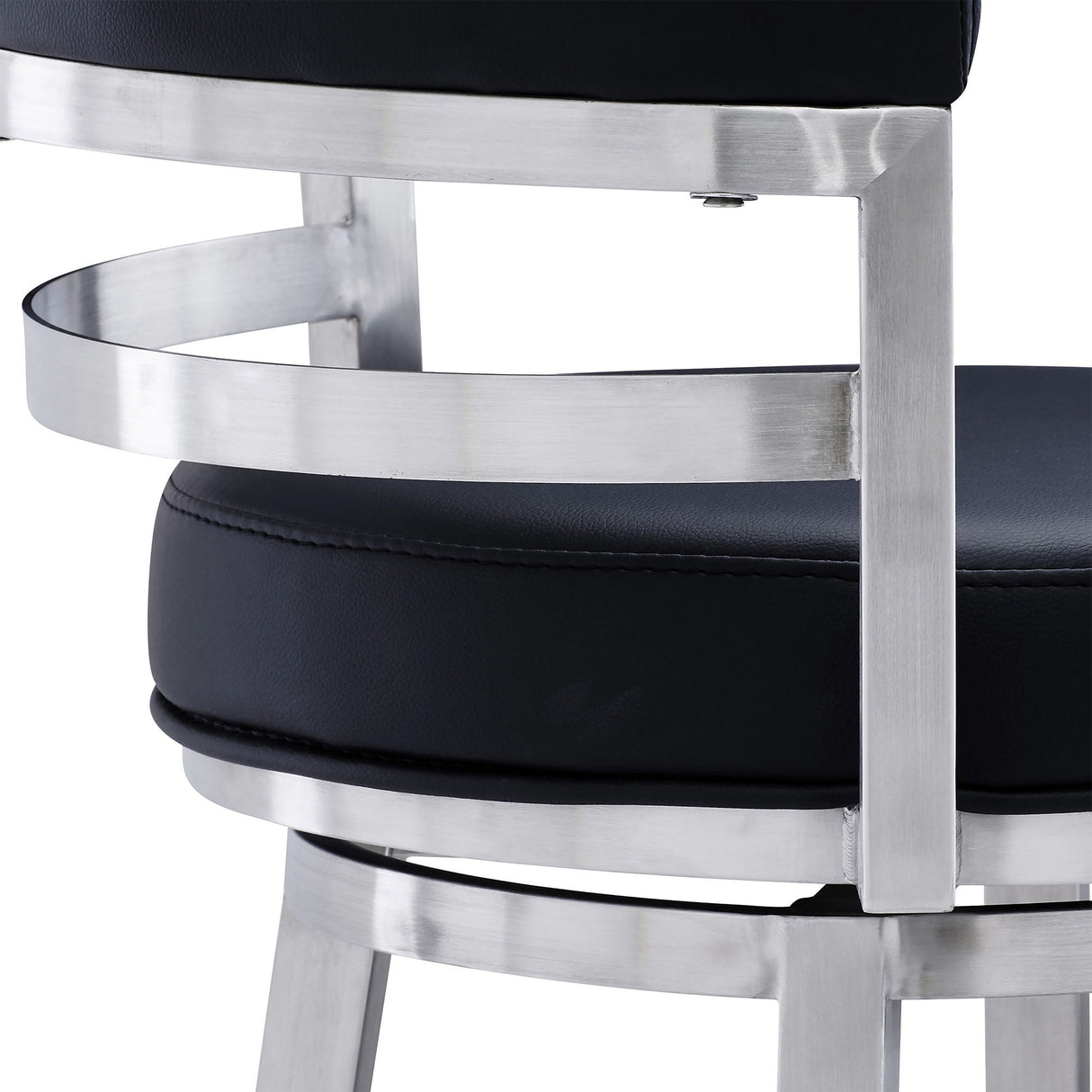 Titana - Swivel Faux Leather And Brushed Stainless Steel Bar Stool