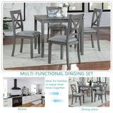 5 Piece Dining Table Set With 4 Chairs For Kitchen - Gray