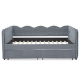 Gingham Daybed With USB Charging Port, Wave-Shaped Design