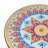Outdoor Round Side Table With Mosaic Style Top And Curved Iron Legs