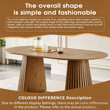 Dining Table, Flexible Extendable Oval Design With Slatted Legs - Natural Wood
