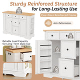 Sideboard Buffet Cabinet With 5 Drawers, 2 Cabinets, Adjustable Shelves