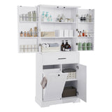 Freestanding Bathroom Storage Cabinet With Doors, Drawers, And Tilt Out Laundry Hamper - White