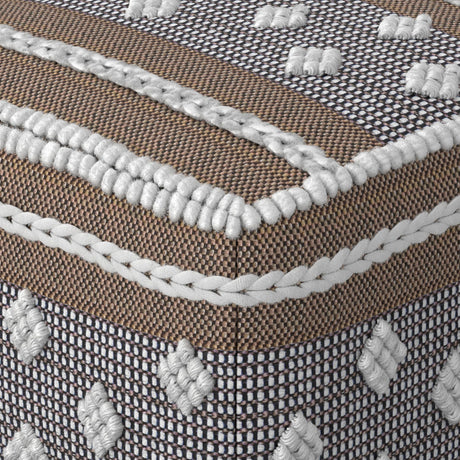 Mapleton - Outdoor / Indoor Pouf - Beige Gray / White - Accent Poufs - Alpine Outlets