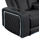 Electra - Power Recliner Sectional Sofa With Power Headrests, Console Loveseats, Wedge, LED Light Strip, Speakers