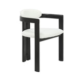 Jazmin - Curved Back Wood Dining Chair With Boucle Fabric Seat Set