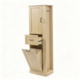 Modern Tall Storage Cabinet With Tilt-Out Compartment, Adjustable Shelves