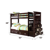 Allentown - Twin / Twin Bunk Bed With Trundle Storage - Espresso - Bunk Beds - Alpine Outlets