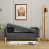Upholstered Corduroy Flip Top Storage Bench For Living Room