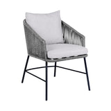Calica - Outdoor Patio Dining Chair - Black Metal And Gray Rope