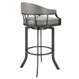 Edy - Swivel 26" Mineral Finish And Gray Faux Leather Bar Stool