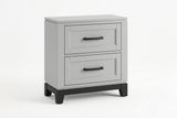 Bedside Table White And Gray 1 Piece Nightstand, 2-Drawers Storage Bedroom Furniture Transitional Style