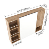 Wall Mounted Bathroom Mirror Cabinet, Adjustable Shelves Storage Cabinet - Imitative Oak