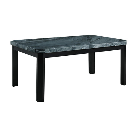 Francesca - Rectangular 5 Piece Gray PU Chairs Dining Set, Table & Four Chairs - Gray Marble