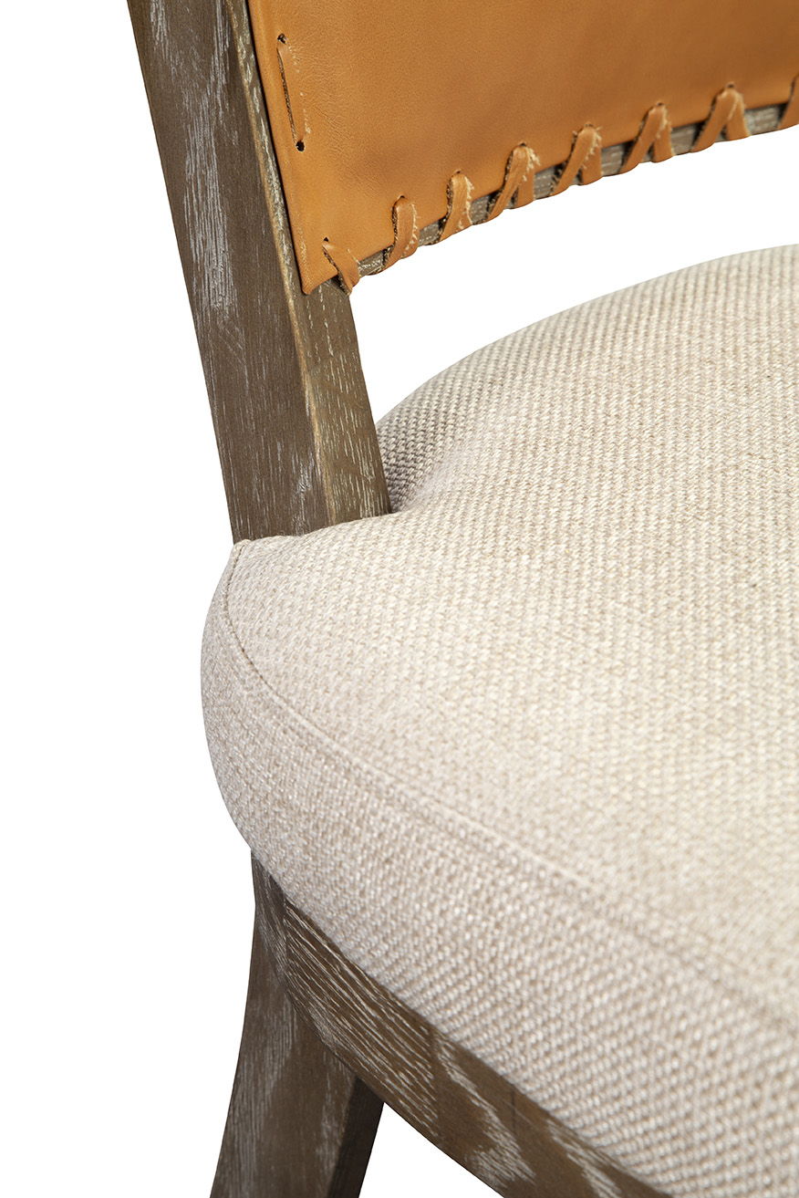 Lina - Chair - Leather And Linen (Set of 2) - Light Brown