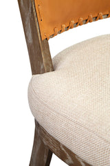 Lina - Chair - Leather And Linen (Set of 2) - Light Brown