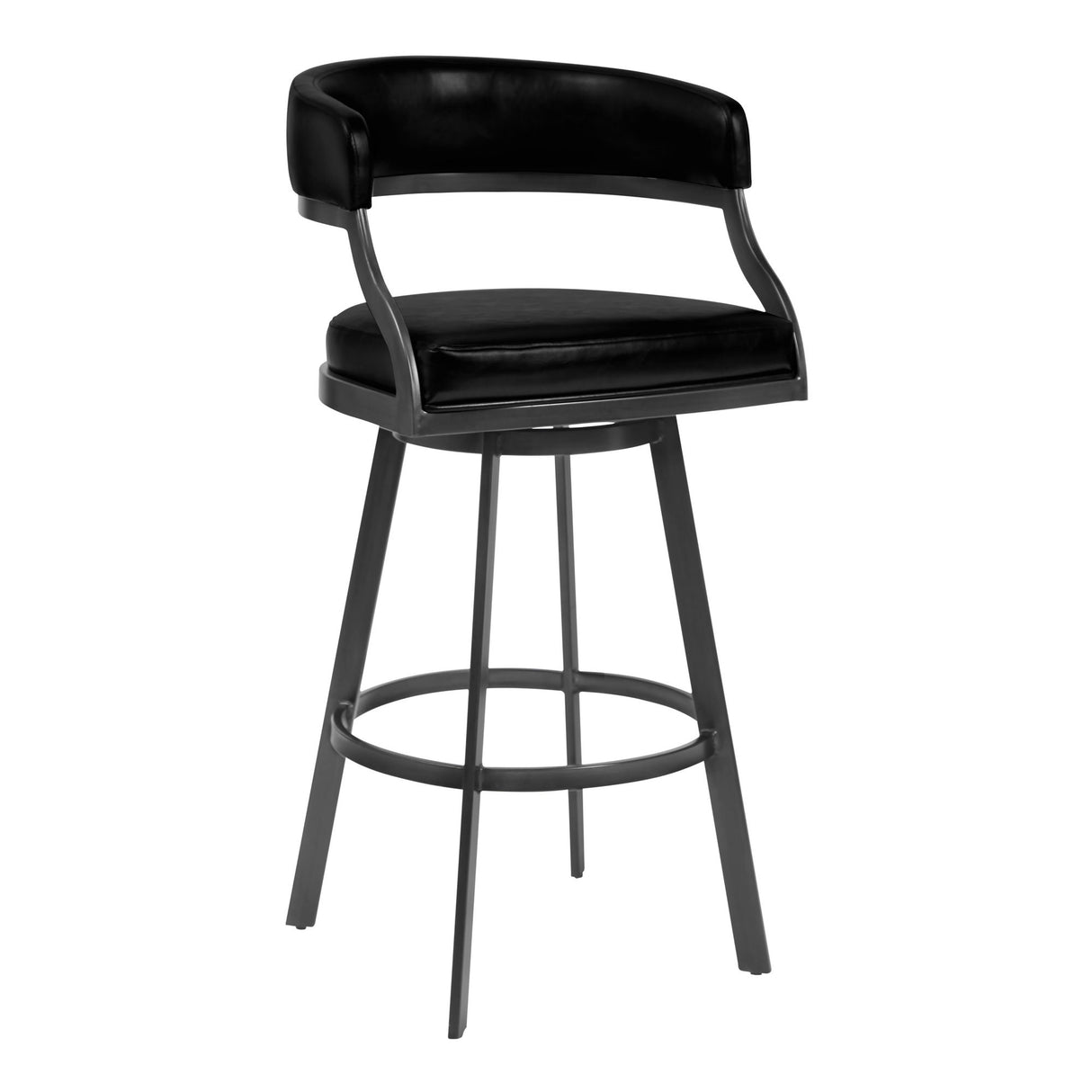 Saturn - 26" Counter Height Barstool - Mineral Finish And Vintage Black Faux Leather