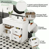 Bathroom Vanity Set, Fluted Cabinet, Soft Close Doors & Drawers - White