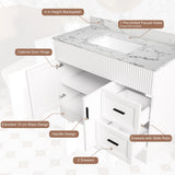 Bathroom Vanity Set, Fluted Cabinet, Soft Close Doors & Drawers, Sink Included - White