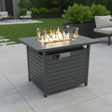 Propane Fire Pit Table Outdoor Heater Steel 50000 BTU 42x25in Dark Gray