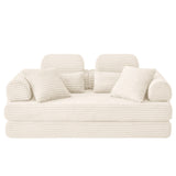 Convertible Sleeper Sofa With & Side Storage Pocket, Foldable Upholstered Couch For Living Room