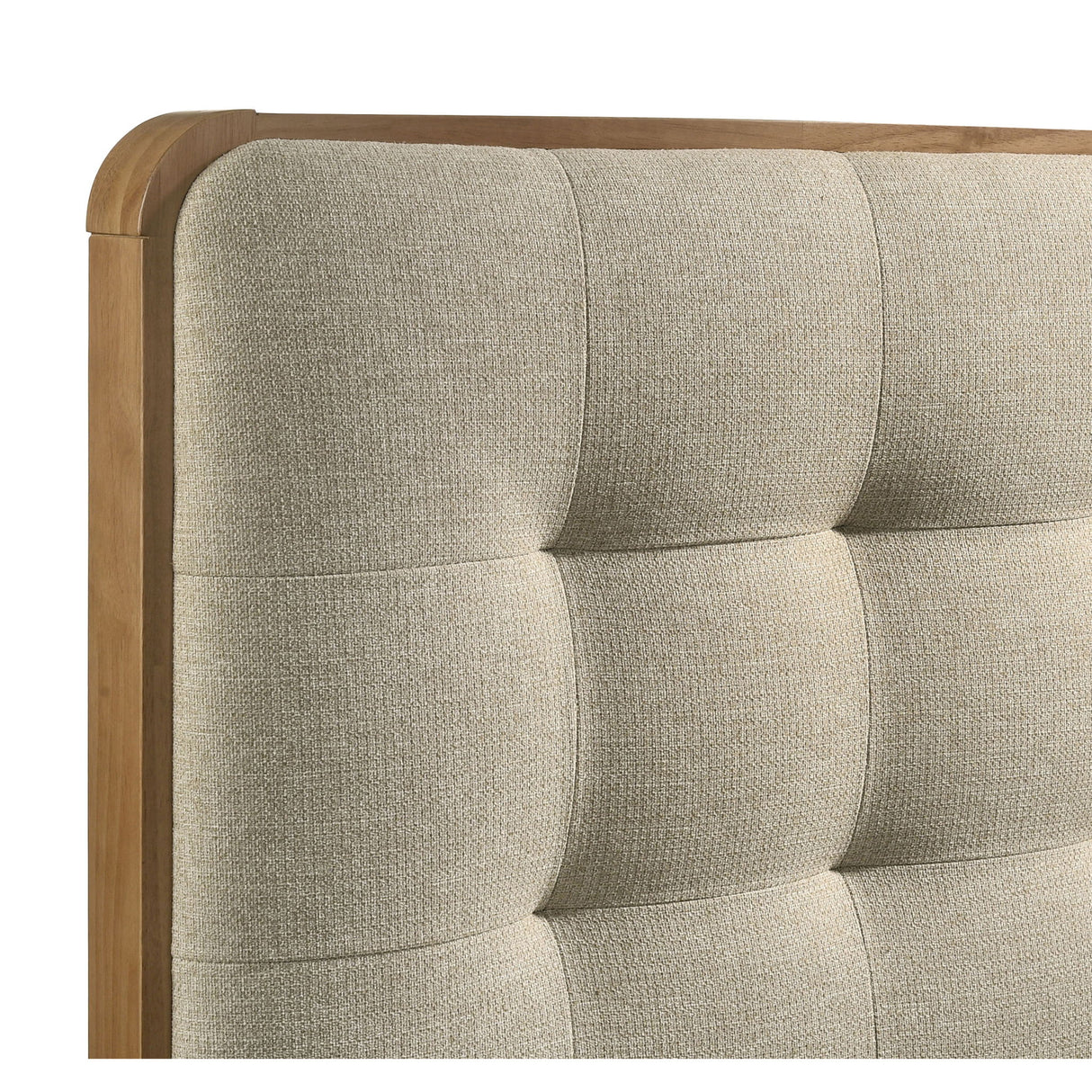 Winston - Twin Platform Bed With Tufted Upholstered Headboard - Light Ash