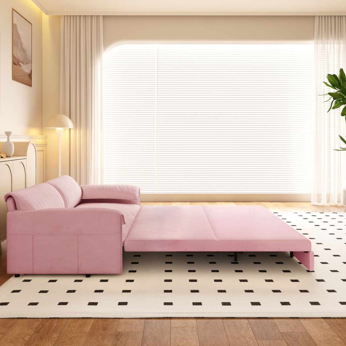 Queen Pull Out Sofa Bed With Side Storage