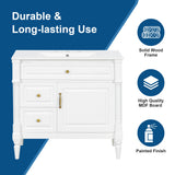 Freestanding Bathroom Vanity With Sink, Adjustable Shelf, Flip Drawer