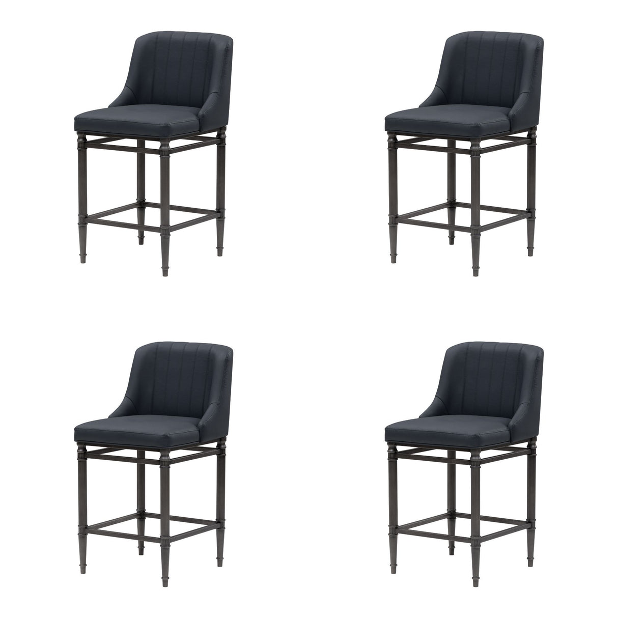 Marvin - Steel Frame Faux Leather Upholstered Counter Height Barstool