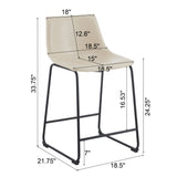 Vintage Style Armless Industrial Counter Stool With Metal Legs And Footrest For Kitchen Island, Cafe, Pub, Bar Counter (Set of 2) - Cream / Black